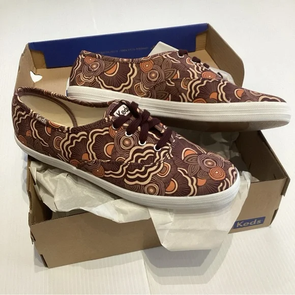 Keds Champion Burgundy Organic Canvas Ripple Sneakers Size 9 WF65428 - Picture 2 of 8